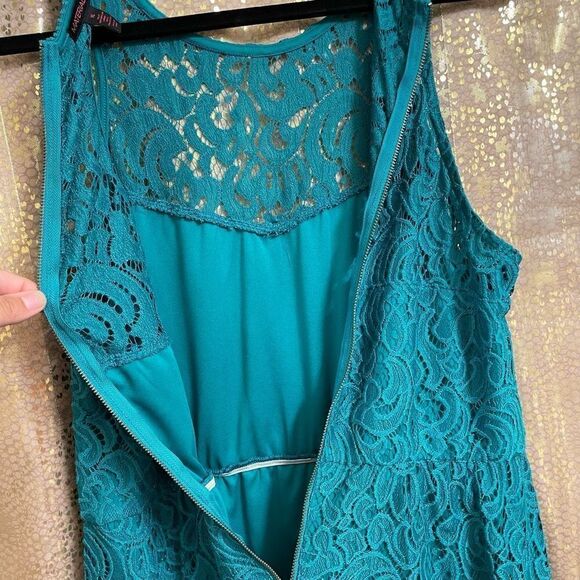 Material Girl Green Teal Lace Hi Low Hem Mini Dress, XL - Picture 7 of 7